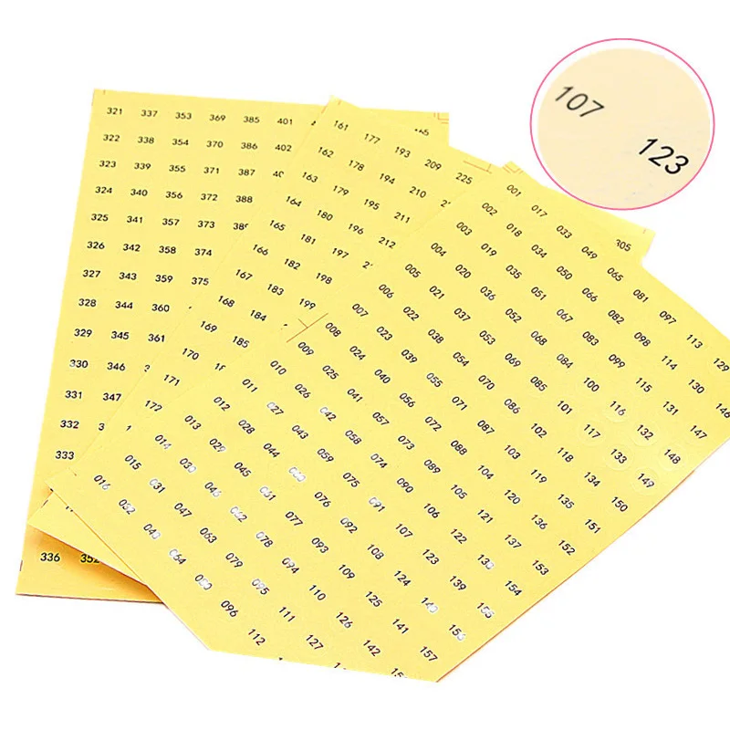 Transparent Waterproof Labels 1-480 Number Self-Adhesive Stickers for Nail Polish Color Number DIY School Stationery Supplies