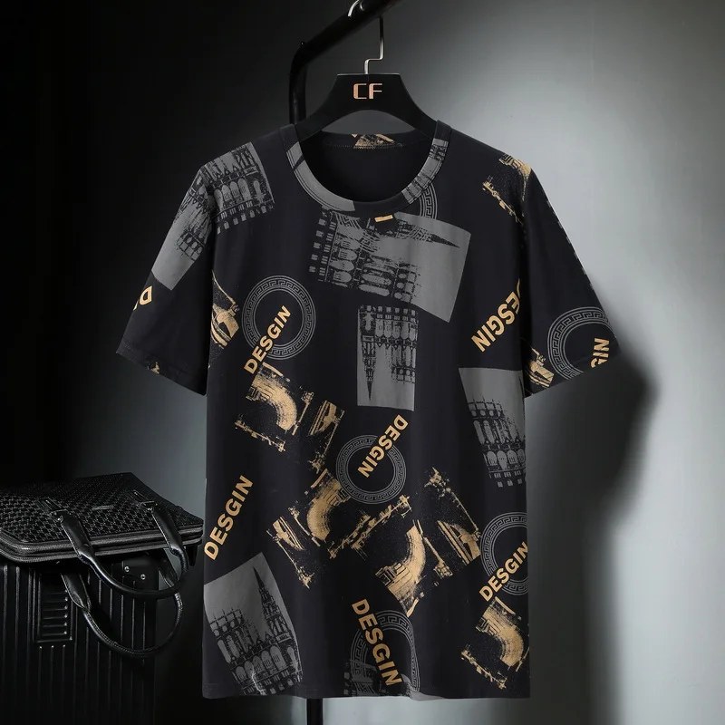 Oversize T-shirts Men Big Size 10XL Tops Tees Summer Hip Hop Casual Print Tshirts Plus Size 9XL10XL Clothes Baggy HX456