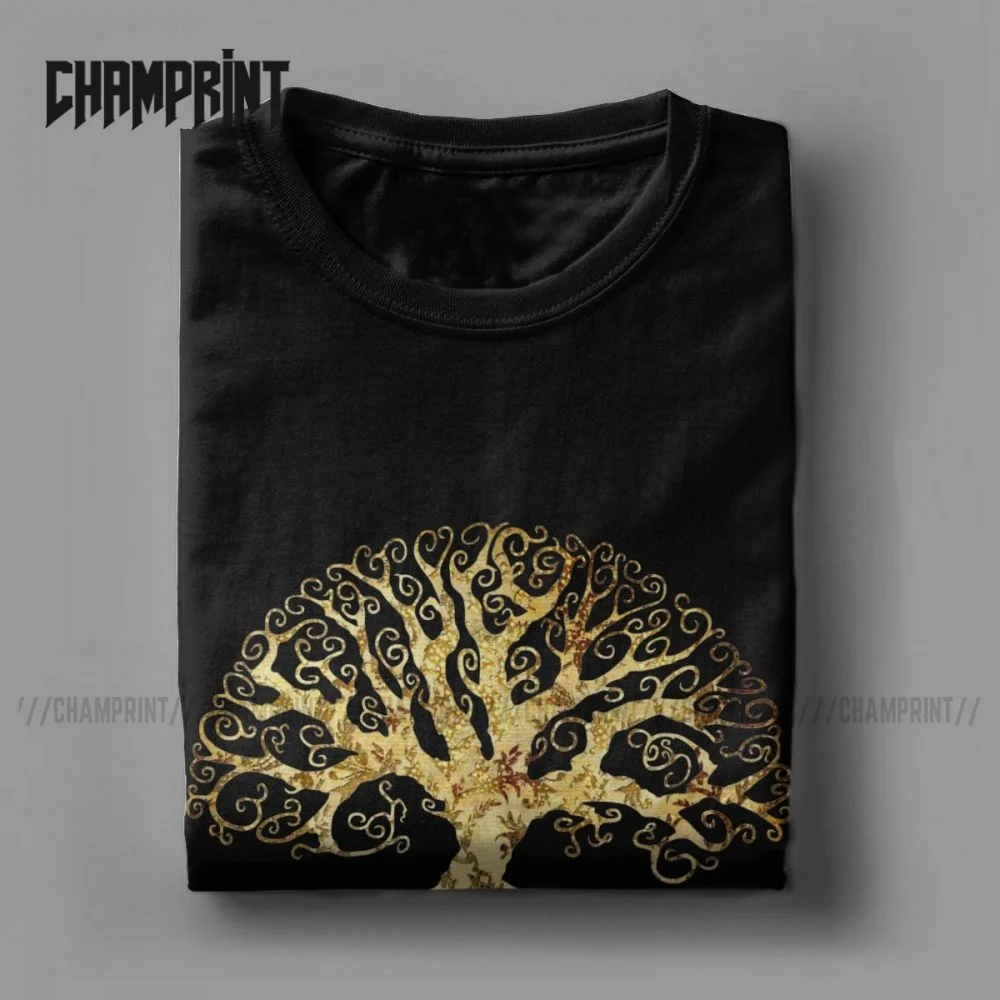 Tree Of Life T-Shirt for Men Forest Nature Budda Symbol Novelty Pure Cotton Tees Round Neck Short Sleeve T Shirts Birthday Gift