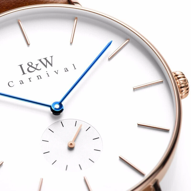 Carnival Brand Fashion Quartz Watch for Men Luxury Rose Gold Silver Ultrathin Sapphire Wristwatch Waterproof Clock Reloj Hombre image 3