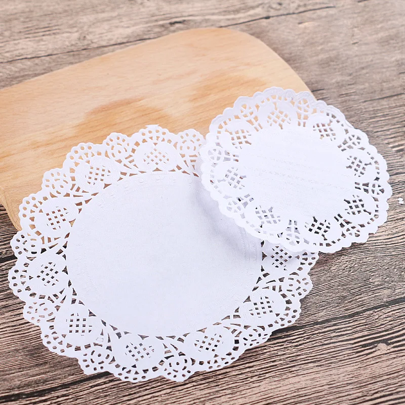 150pcs Creative Vintage Napkin Romantic Hollowed Lace Paper Doilies Cake Holder Crafts Paper Doyleys for Wedding Decoration