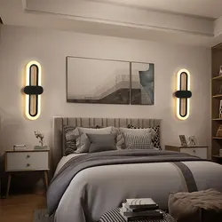 Bedroom bedside modern minimalist living room background wall led three-color light-changing wall lamp simple aisle balcony lamp