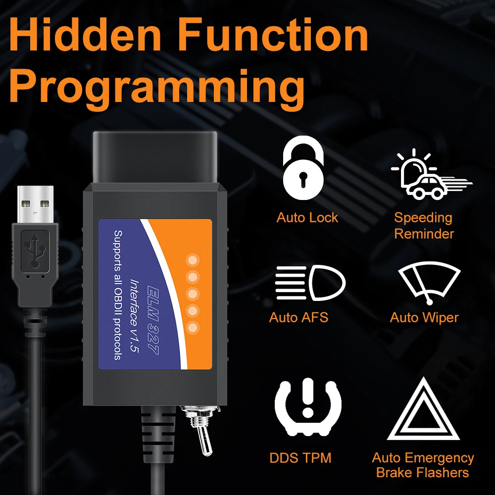 ELM327 USB FTDI مع قارئ رمز التبديل الماسح الضوئي FORscan ELMconfig HS CAN و MS CAN car elm327 obd2 v1.5 BT elm 327 wifi