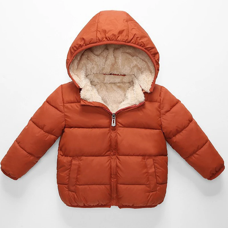 Baby Kids Jackets Boys Winter Thick Coats Warm Cashmere Outerwear For Girls Hooded Jacket Children Clothes Toddler Overcoat 1-6Y