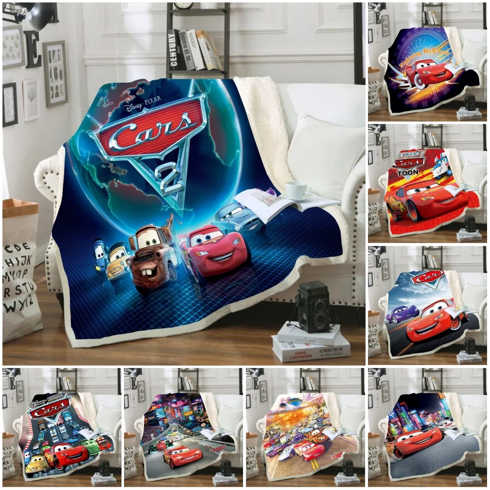 Cartoon  Fleece Throw Blanket Lightning McQueen Soft Travel Blanket Solid Color Bedspread Plush Cover for Bed Sofa Warm Gift