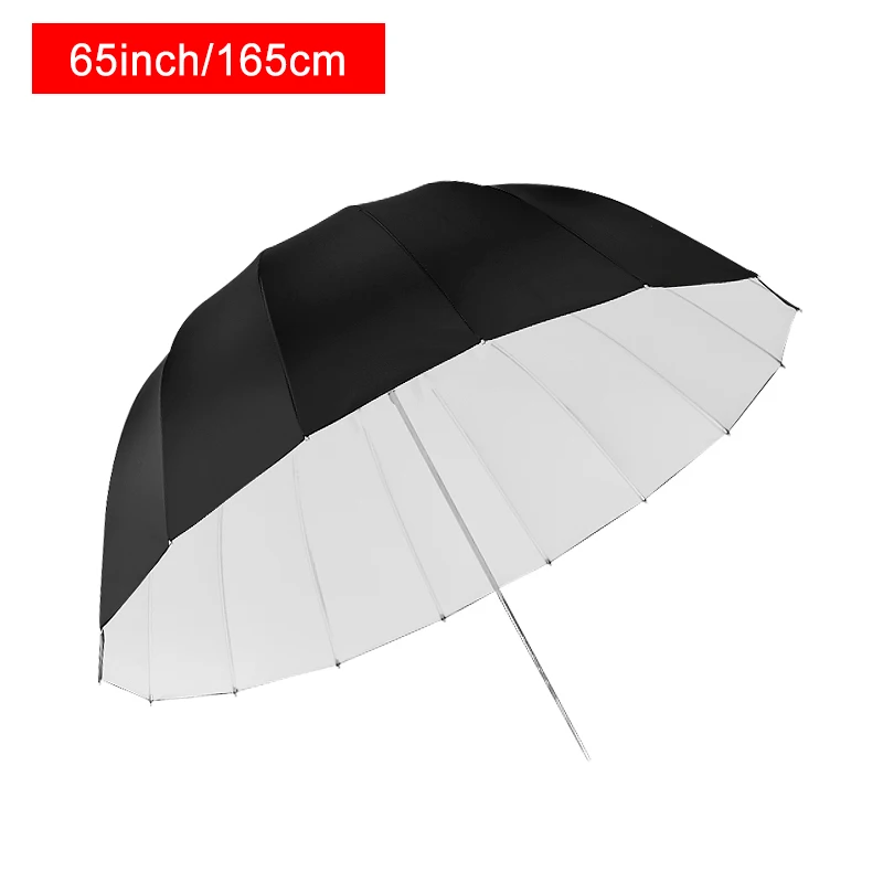 165cm 65 inch Reflective umbrella deep mouth rubber white soft light photography parabolic umbrella fiber umbrella