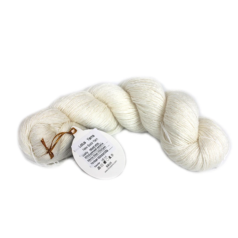 100g Hank New Sock Yarn Wool Merino Nylon  Hand knitting Crochet  Undyed Yarn Natural White