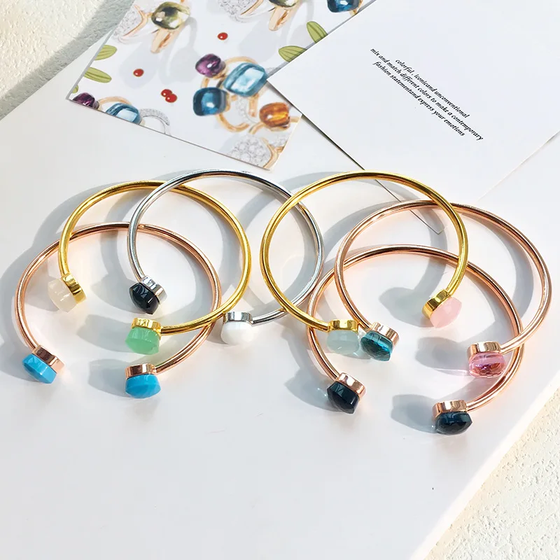 Trendy 22 Kinds of Crystal Candy Cuff Bangle 3 Gold Color Adjustable Free Bracelets For Women Gift Fashion Jewelry