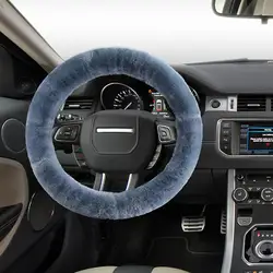 1Pcs Universal Car Steering Wheel Cover Plush Warm Fluffy Fuzzy Interior Accessories For Winter Women Girl Men Boy 35-43 Cm