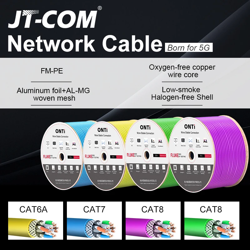 

RJ45 CAT8 CAT7 CAT6A SHIELDED CABLE S/FTP 22AWG/23AWG 4PR OXYGEN-FREE COPPER LSZH ANSI/TIA 568C.2-1& ISO/IEC TR 11801