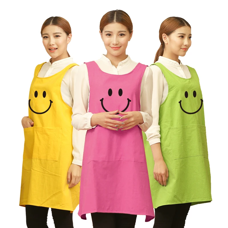 

Cute Funny Japanese-style Apron Work Clothes Home Kitchen Cooking Breathable Cotton Waist Pinafore Women Apron