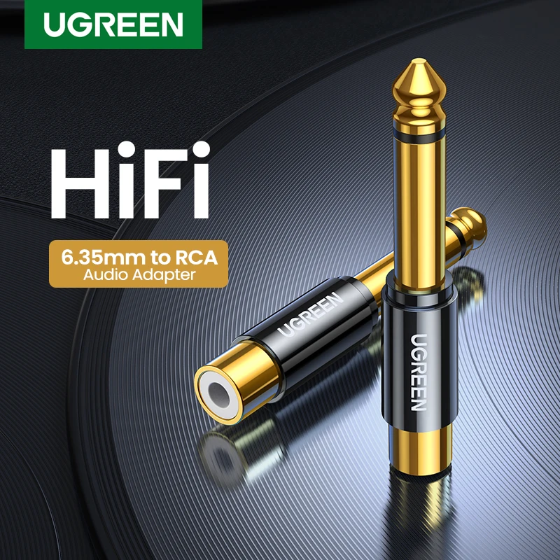 UGREEN RCA a 6.5mm 6.35mm 1/4 adattatore placcato in oro rame puro 6.5mm maschio a RCA femmina a Jack TS Mono adattatore connettore Audio