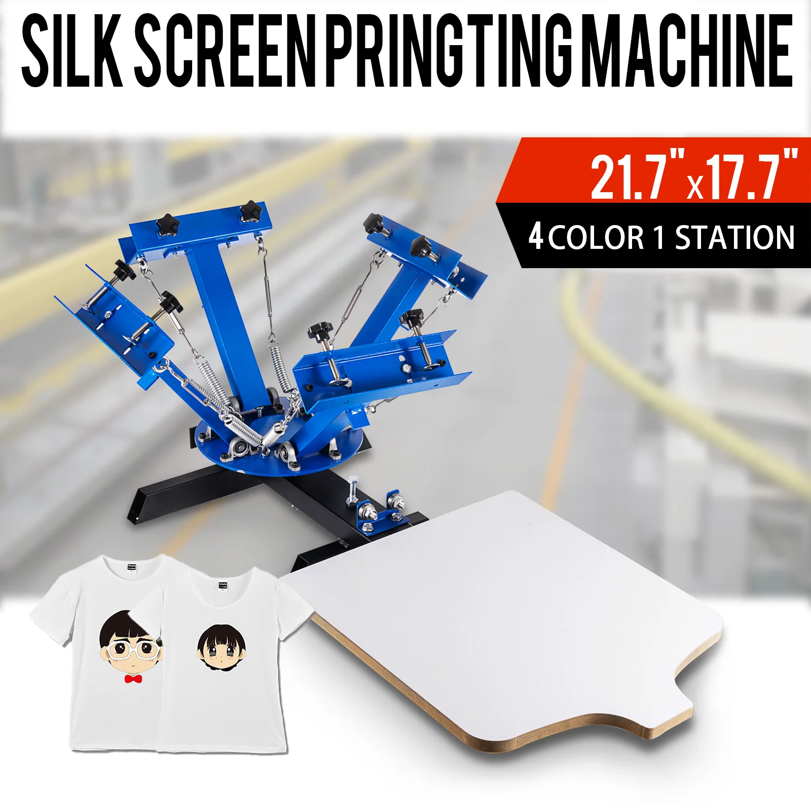 4 Color 1 Station Silk Screen Printing Machine Steel Hot Press Hand Tools DIY Kit Prensa For T-Shirt Equipment Printer 21.7 x 17