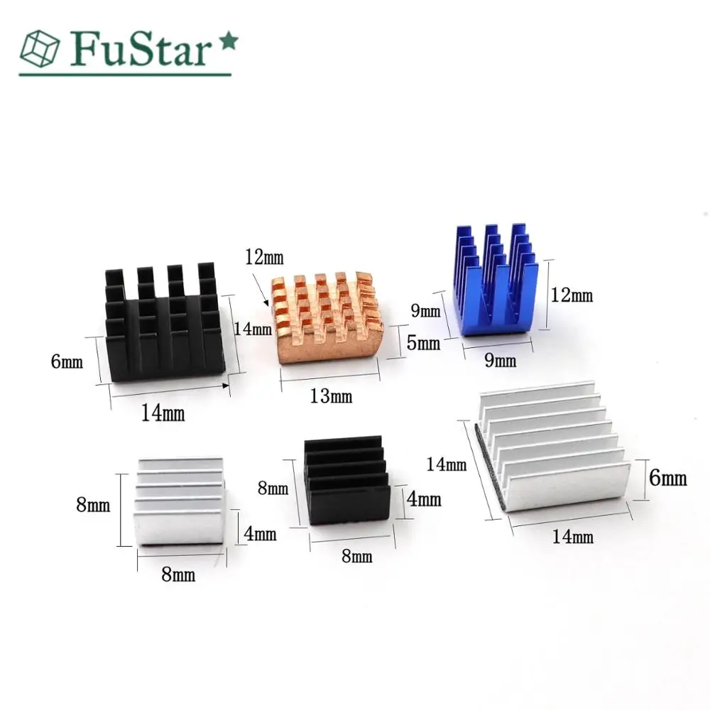 12 sztuk/zestaw Radiator aluminium Radiator miedziany zestaw chłodzący dla Raspberry Pi 2 / 3 Whosale i Dropship 9*9*12 14*14*6 8*8*4 13*12*5mm