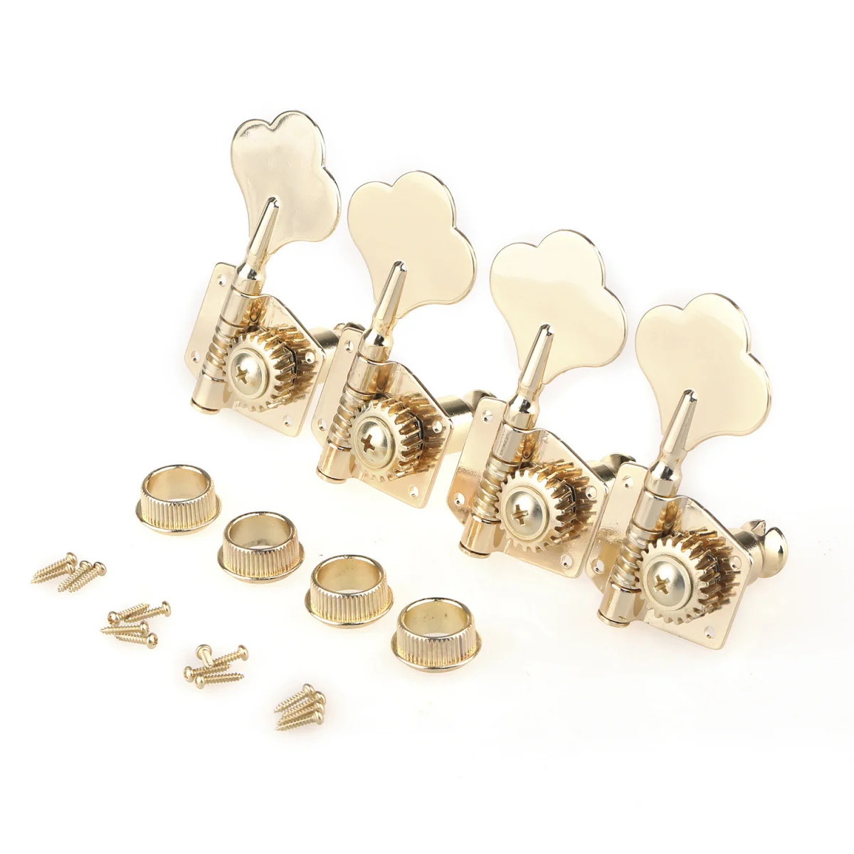 

Musiclily Pro 4 In Line Open Gear Electric Bass Tuners Machine Heads Tuning Keys Pegs for Precision Jazz Bass, Gold