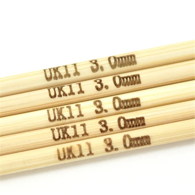 20cm Bamboo DP Yarn Knitting Needle Hand Sewing Crochet Hook Set Sewing Sweater Weave Accessories( UK Size 11/3.0mm ), 5PCs/Set