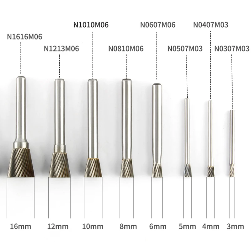 N Inverted Cone 1/4 6mm Engraving Carving Rotary Tool Tungsten Carbide Rasp Milling Cutter CNC Die Grinder Bit Dremel Accessory