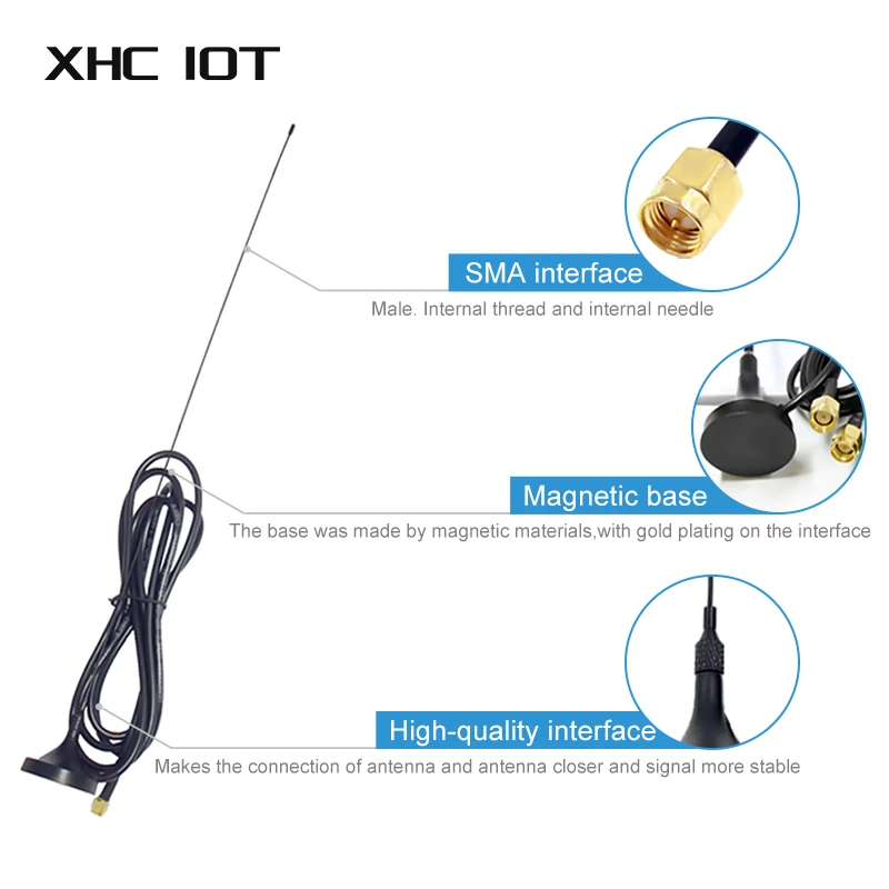 Small Sucker Antenna for Radio Frequency Band F Male with Three Kinds of Adapters XHCIOT TXFM-XPL-300F Magnetic Base IoT