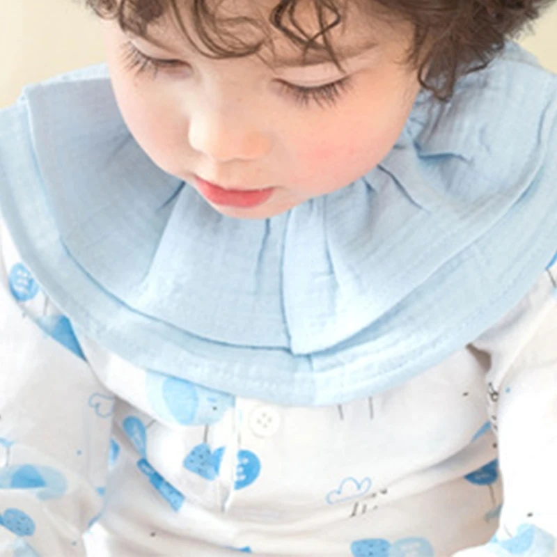 Baby Feeding Drool Bib Collar Decoration Solid Color Saliva Towel Soft Cotton Crepe Gauze Scarf Burp Cloth for Newborn Toddler