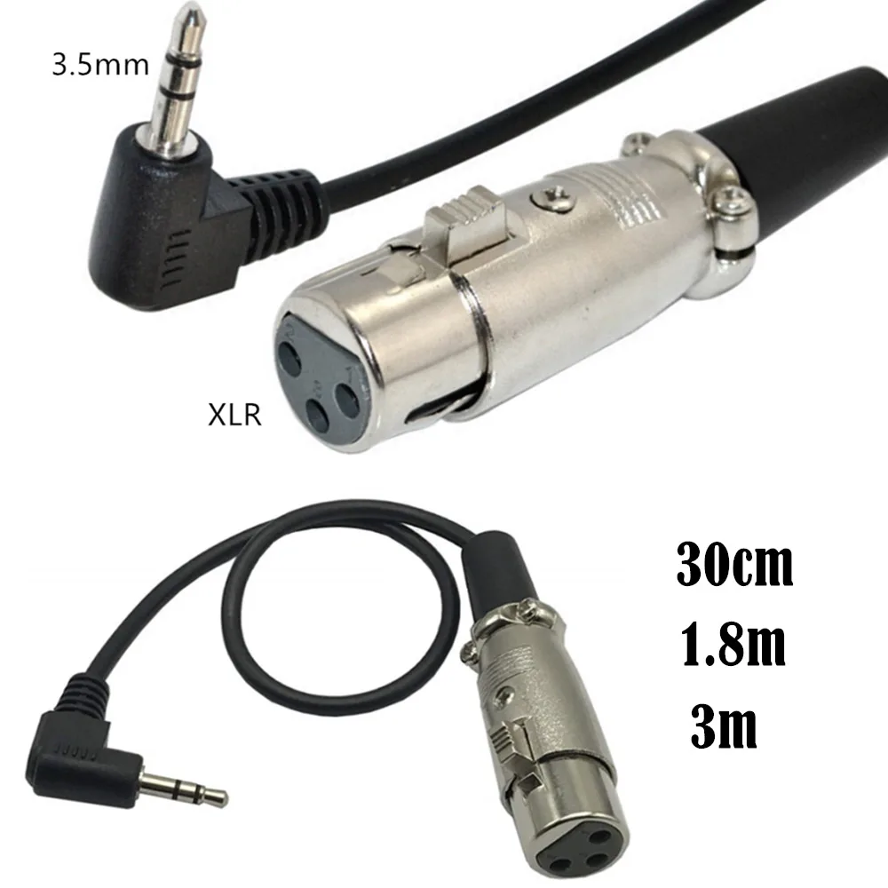 90 ° elbow 3.5 male pair XLR bus condenser microphone line 3.5sp male-xlr male and female 30cm 180cm 300cm cable