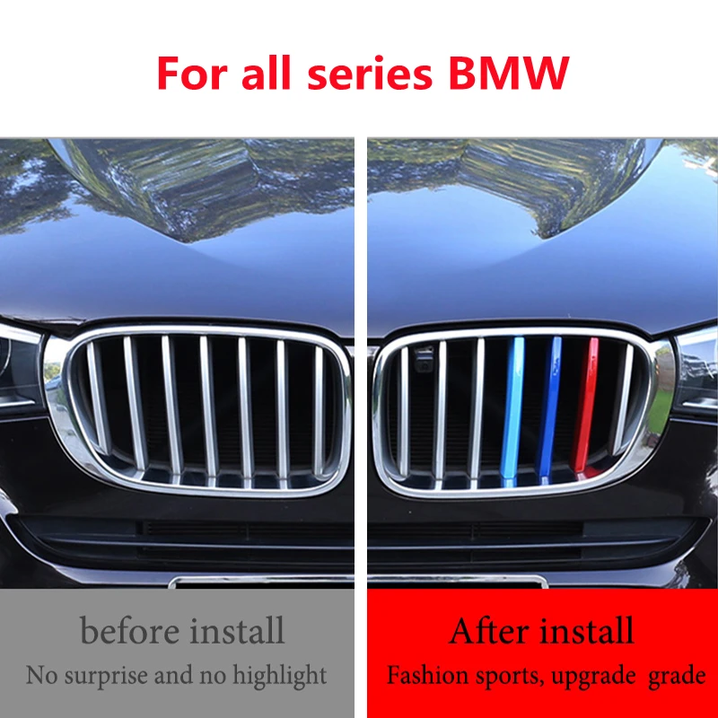 

3pcs M Power For BMW X1 X3 X4 X5 X6 1 2 3 4 5 6 7 Series G30 G20 G05 F15 F16 G01 F25 F30 F10 F20 E46 E90 E60 Grille Trim Strips