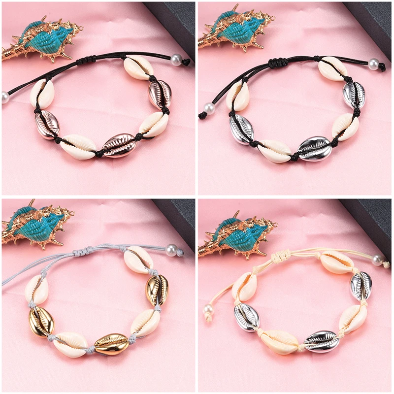 Natural Shell Handmade Bracelet Bohemia Hot Summer Bracelets Delicate Gold Color White Color Bangle Fashion Women Beach Jewelry