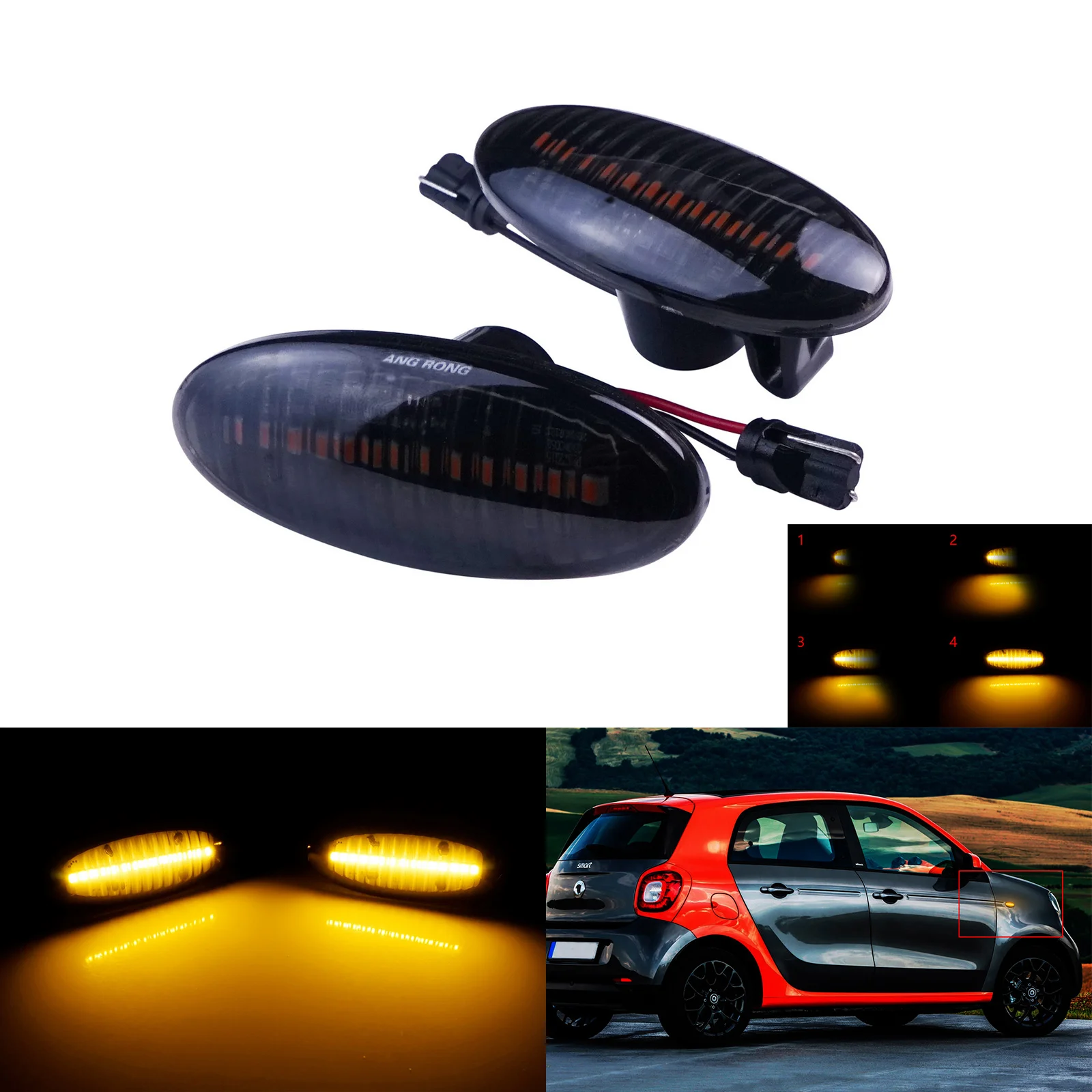 2x Dynamic Amber LED Side Repeater Light For Cube Juke Micra Note Qashqai X-Trail NV200 NP300