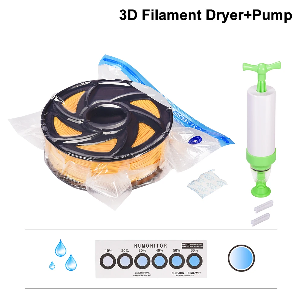 3D Printer Filament Dryer Filament Storage Vacuum Sealing Bags+Pump Humidity Resistant 3D Printer Parts for PETG ABS PLA 1kg