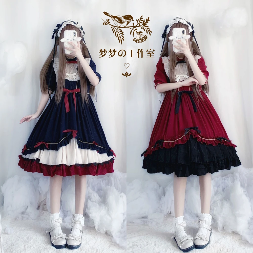 Lolita Mùa Hè Mới Lilian Nhật Bản Lolita Nhỏ Cao Cấp Ngắn Tay Áo Kawaii Quần Áo Cổ Tích Kế Lolita Đầm