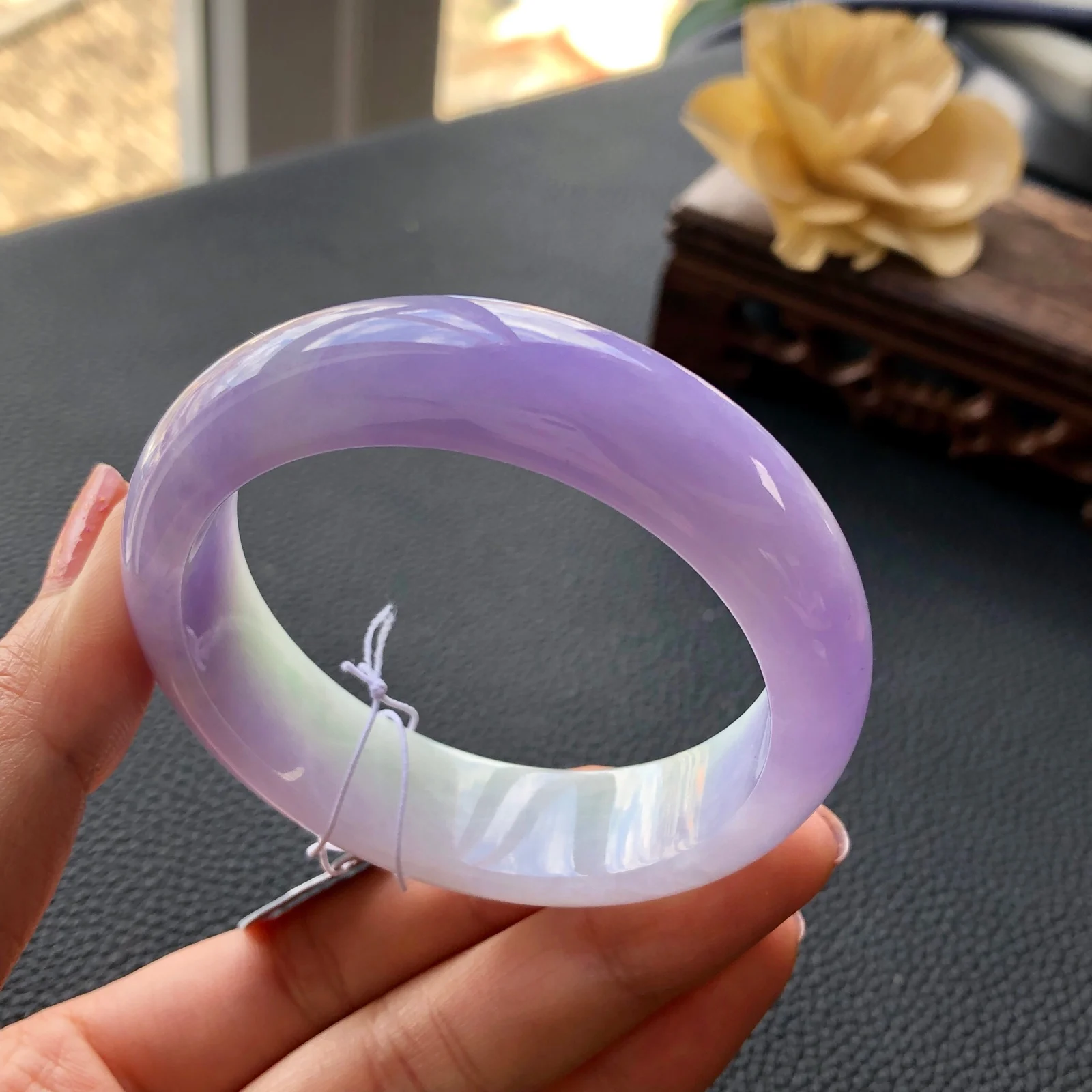 Natural Burmese Emerald Light Purple 54mm-64mm Bracelet Elegant Princess Bracelet Send Mom to Girlfriend