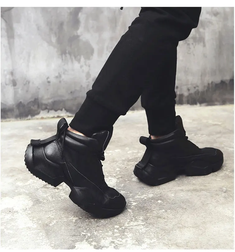 Genuine Leather Shoes Mens combat boots chelsea boots men autumn winter British retro all-match cowhide steel toe boots