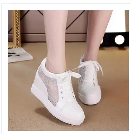 New Sexy Women Shoes High heels Black White lace Women Sneakers For Women Outdoor Sports New autumn Female Sneake Large size