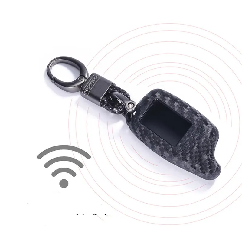 Carbon Fiber Silicone car key case for Tomahawk TW9010 TW9020 TW9030 TW4000 Lcd two way car remote controller