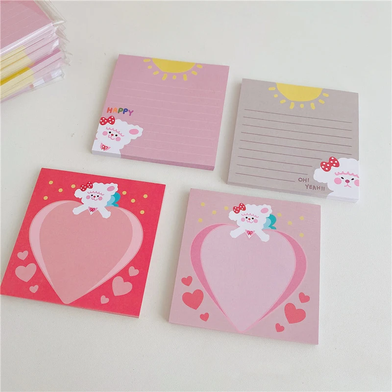 50 Sheets Kawaii Puppy Love Heart Memo Pad Note Paper To Do List Daily Check Notepad DIY Diary Scrapbook School Supplies