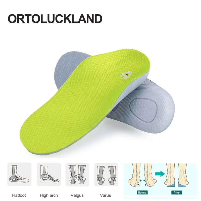 Ortoluckland Children Sandals Orthopedic Insoles Kids Flatfoot Mesh Arch Support Pad For Boy Girls Corrective Shoes Size20 To 39