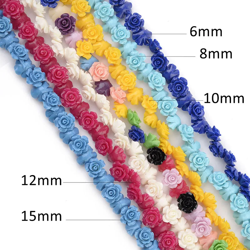 1 Strand 6 8 10 12 15mm Camelia Flower Beads Artificial Coral Beads For Jewelry Making DIY Bracelet Neckalce Accessoires