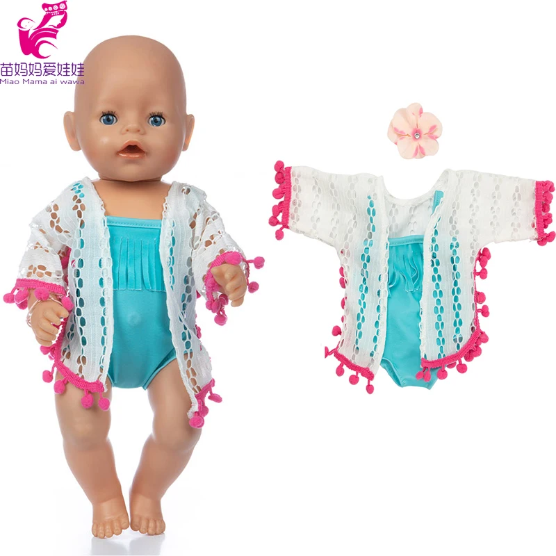 Vestido de vacaciones de verano para muñeca, vestido con sombrero para muñeca de 43cm, 18 pulgadas, accesorios para muñecas