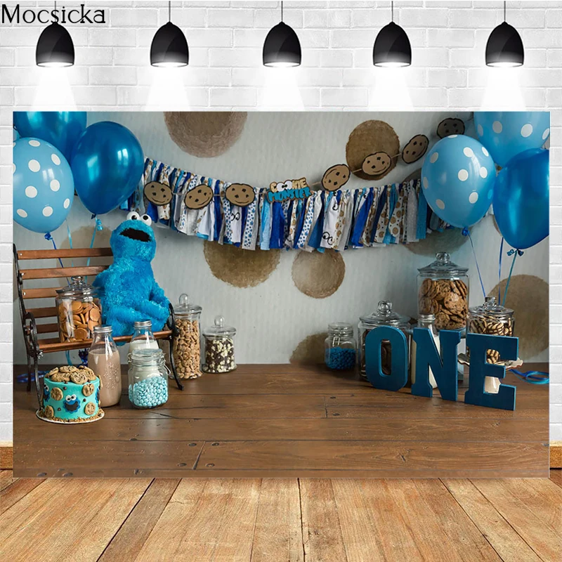 Mocsicka 1st Sinh Nhật Chụp Ảnh Phông Nền Sơ Sinh Tắm Ảnh Giấy Dán Tường Bánh Đập Vỡ Đồ Trang Trí Sinh Nhật Hình Nền