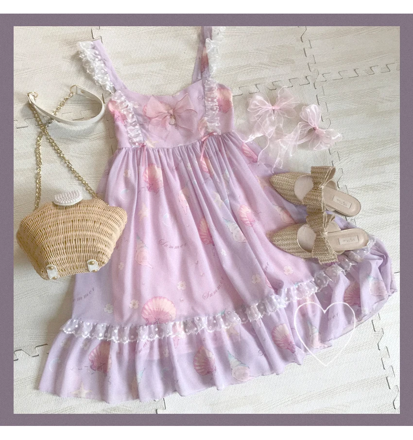 Princess tea party kawaii girl gothic loli Ruffle cosplay jsk vintage cute lace printing bowknot  high waist Retror jsk cos