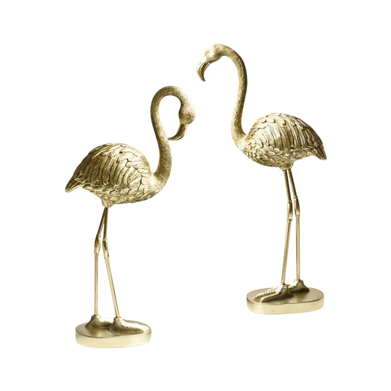 

Nordic Modern Design Golden Flamingo Figurines For Home Decoration Accessories Resin Miniature Model Ornament Living Room Decor