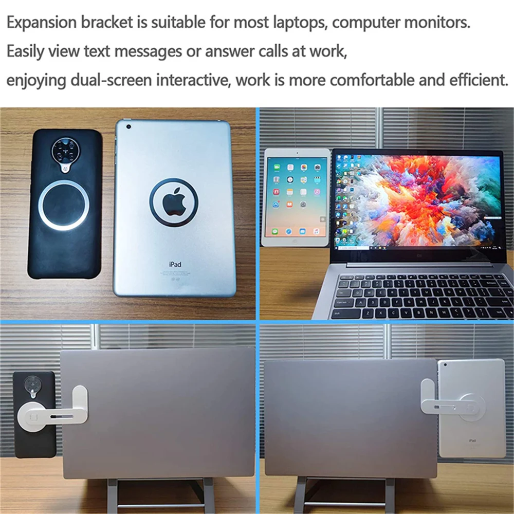 lovebay Metal Expansion Phone Stand Laptop Screen Side Mount Magnetic Folding Phone Holder Desktop PC Ponitor Support Bracket