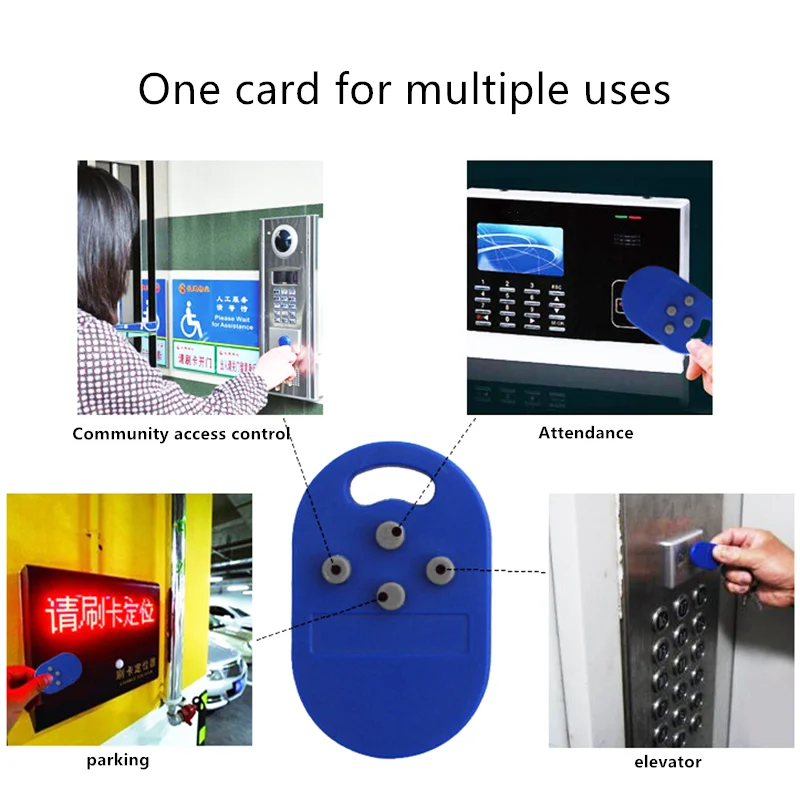 Access Control RFID Multiple T5577 EM 125khz Writable IC 13.56Mhz M1k S50 UID changeable Keychain Tag Token copy clone CUID