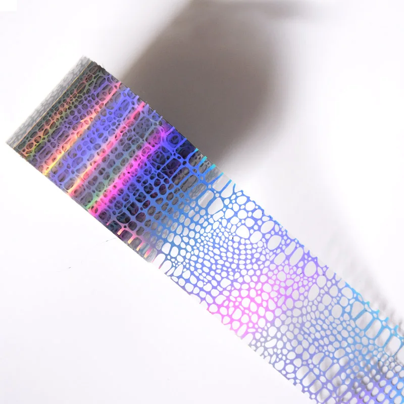 100m Laser Serpentine Mesh Design Nail Foil Holographic Snake Skin Transfer Foils Sticker Grid Crack Effect Hot Stamping Foil