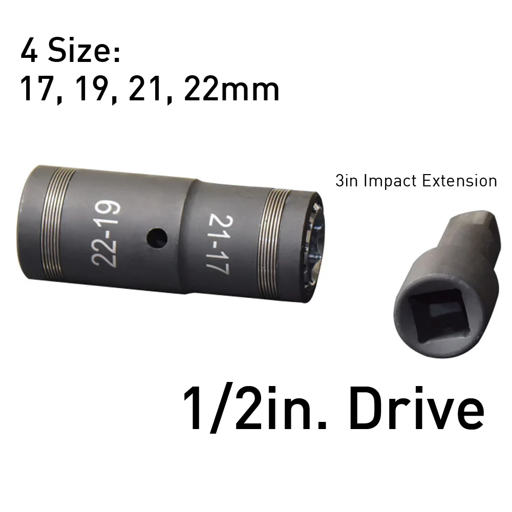 Juego de enchufes de impacto para neumáticos, 2 piezas, 4 en 1, 1/2, con giro de impacto de accionamiento y barra de extensión de 3 pulgadas, nueva patente