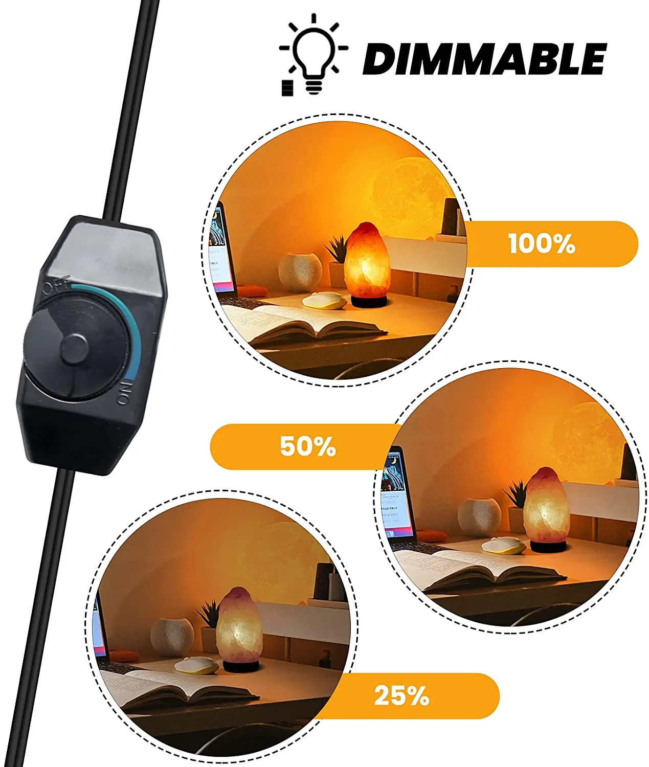 Support de Base de Lampe à Lave E14 de 1.8m, Rallonge de Prise UE, Gradateur Électrique, Câble de Lumière Salée de l\'Himalaya