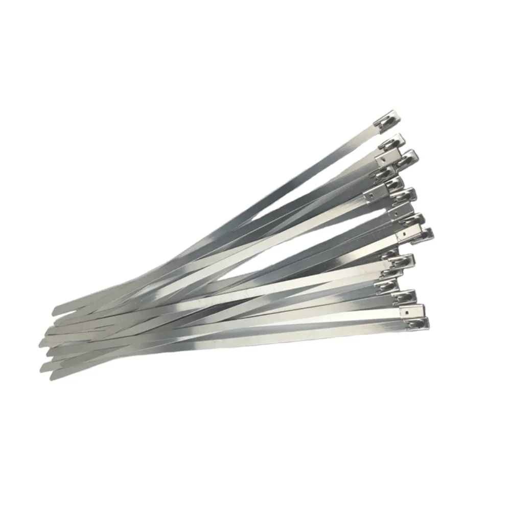 10Pcs Self Lock Stainless Steel 4.6mm Cable Ties Zip Wrap Exhaust Heat-resisting Pipe Straps 100 150 200 250 300 350 400 450mm