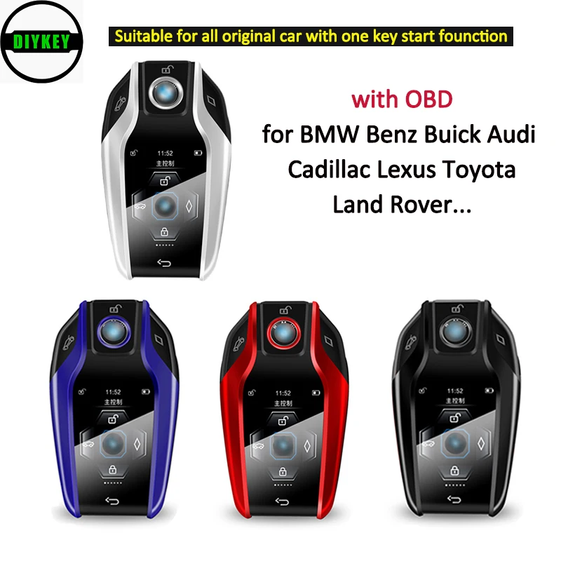 

DIYKEY Black Red Silver OBD Modified Boutique Smart Remote Key Shell W/ LCD Screen for BMW Benz Buick Audi Cadillac Lexus Toyota