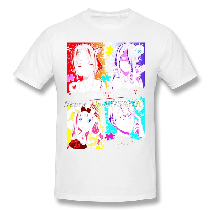 Kaguya Sama Love Is War Miyuki Fujiwara Anime Men 100% Cotton TShirt Graphic Plus Size Tops Puzzle Oversized Shirt 2020