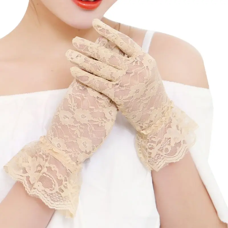 Neue Partei Sexy Elegant Handschuhe Frauen Hohe Qualität Spitze Handschuhe Absatz Hochzeit Handschuhe Fäustlinge Zubehör Volle Finger Mädchen