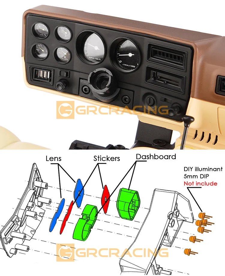 Für 1/10 Rc Auto Traxxas Trx4 K5 Innenraum Pioneer 1979 Simulation Mittelkonsole Sitz Modifikation Teile Grc G161kb – Detail 10